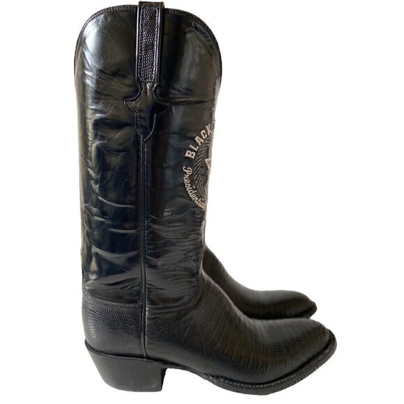 Lucchese Exotic Lizard Boots Mens 9.5 B Black Embroidered Black Tie & Boots Ball - Picture 4 of 16
